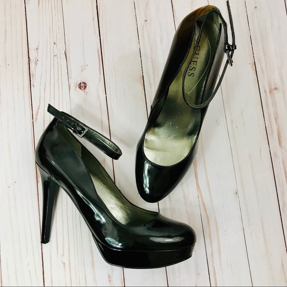 Guess Ankle Wrap Platform Patent Leather Heels 11